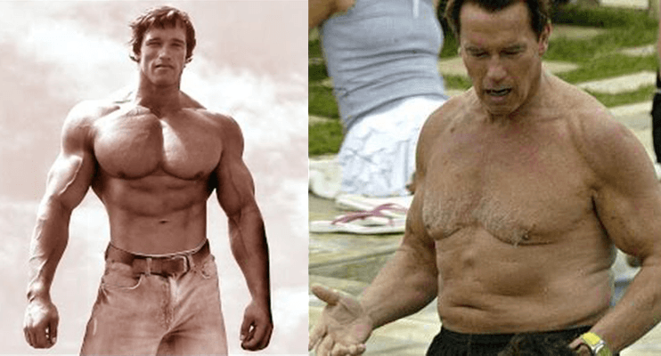 Arnold Schwarzenegger then and now